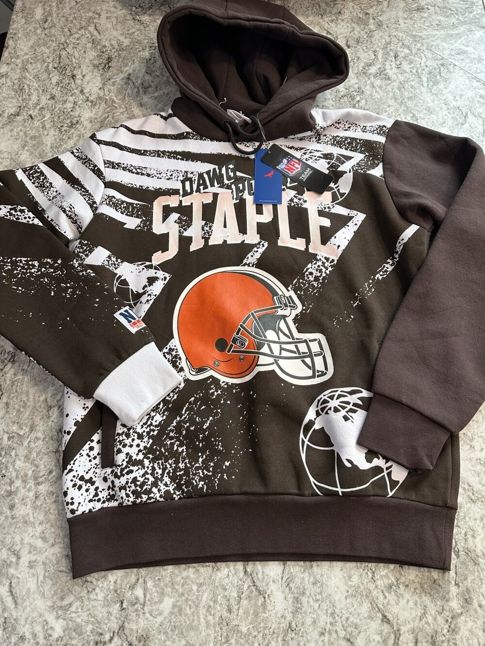 NWT Men’s Staple X NFL Cleveland Browns All Over Print Hoodie Medium Dawg Pound
